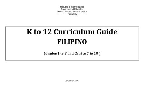 curriculum guide in filipino pdf|(PDF) K to 12 Curriculum Guide FILIPINO .
